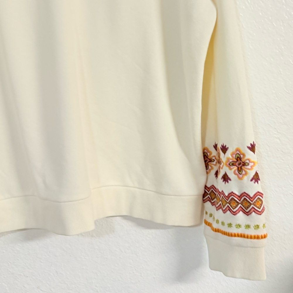 Driftwood Cotton Sweatshirt Zip Jacket Embroidered Teddy Hoodie Ivory size XL - Picture 12 of 14